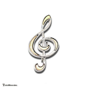 Broche clave de sol de nácar blanco