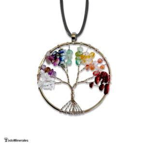 Colgante árbol de la vida con piedras de chakras