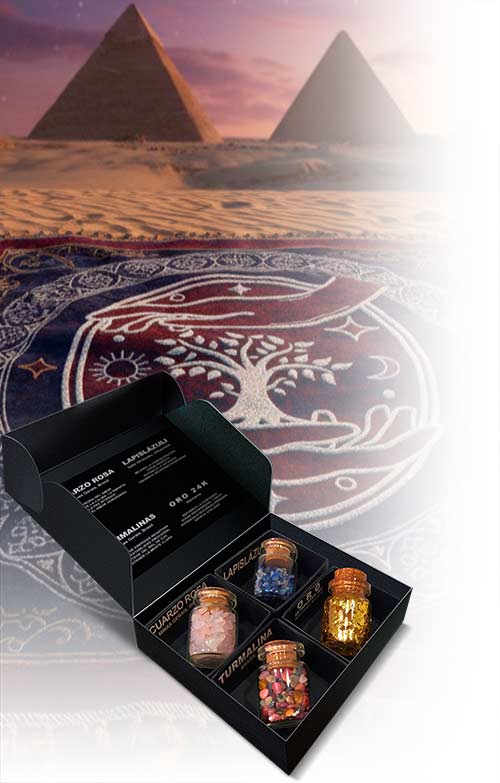 Colección Alquimia Mineral , cuatro frascos de energía natural.